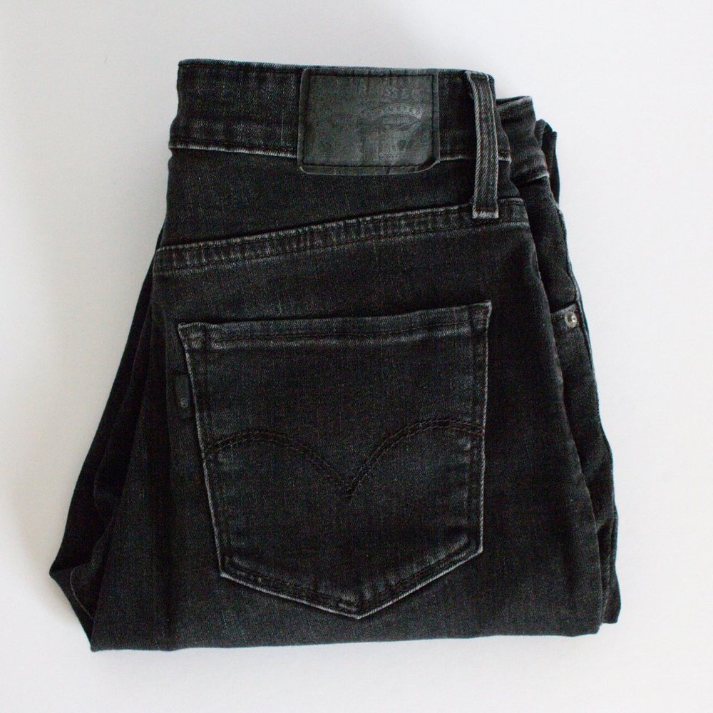 Levis 28x30 721 High Rise Skinny Black/Gray Jeans Dark Wash Soft Jeans - Picture 11 of 11